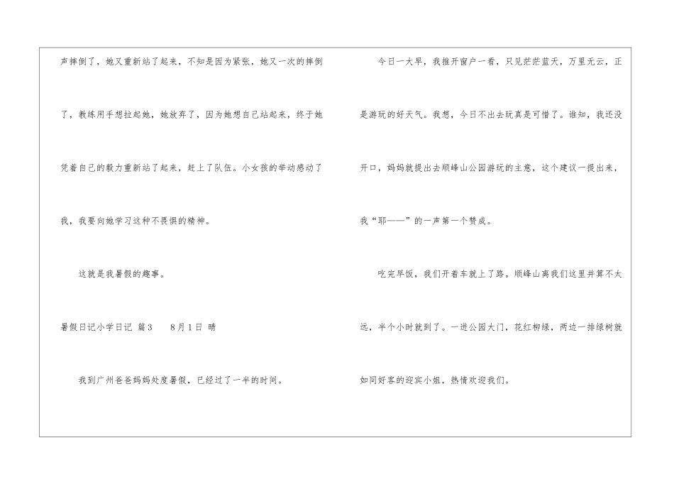 暑假日记小学日记模板六篇_第3页