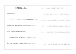 暑假期间安全作文