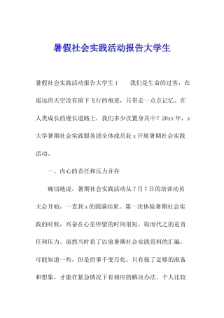 暑假社会实践活动报告大学生
