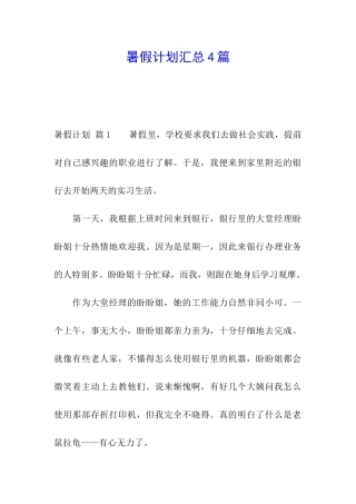 暑假计划汇总4篇