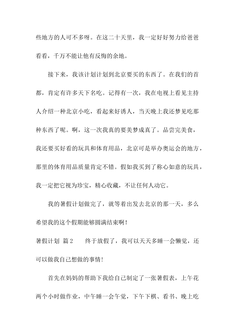 暑假计划模板合集四篇_第2页