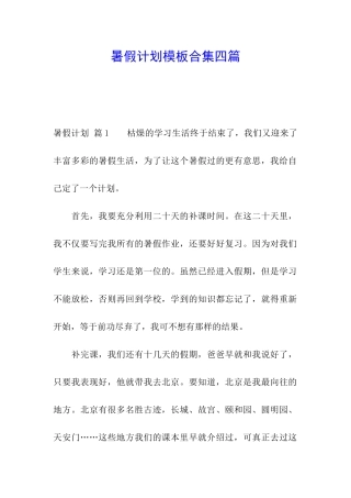 暑假计划模板合集四篇