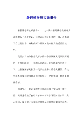 暑假辅导班实践报告