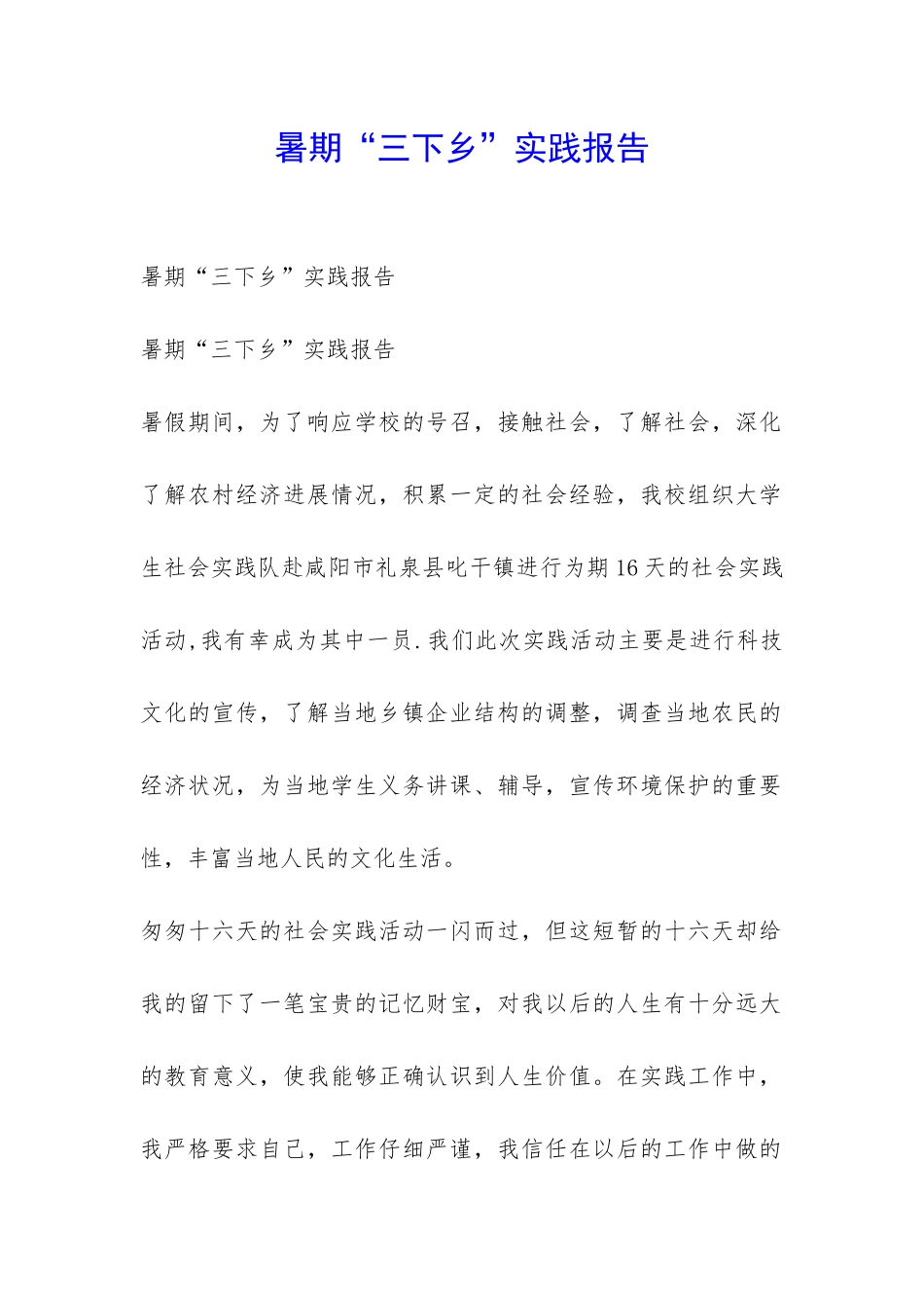 暑期“三下乡”实践报告-_第1页