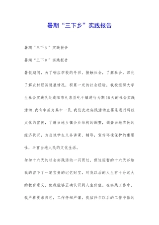 暑期“三下乡”实践报告-