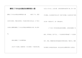 暑期三下乡社会实践活动调研报告3篇