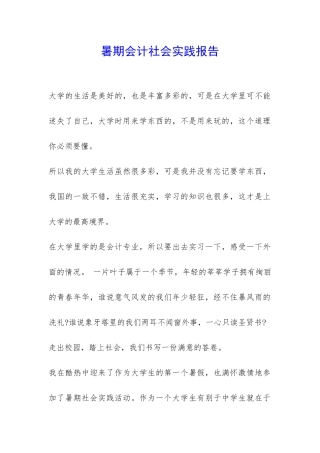 暑期会计社会实践报告-
