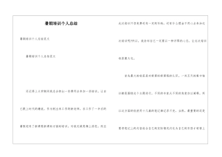 暑期培训个人总结