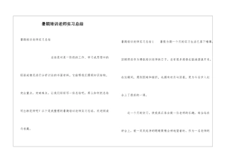 暑期培训老师实习总结