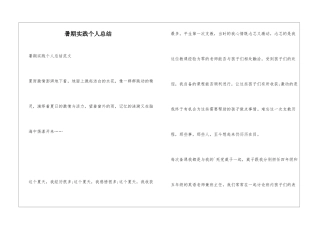 暑期实践个人总结