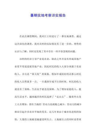 暑期实地考察详实报告