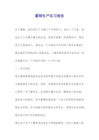 暑期生产实习报告-
