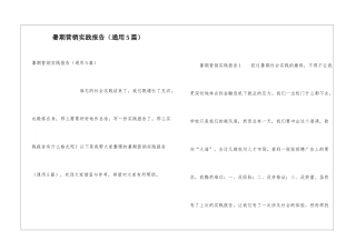 暑期营销实践报告