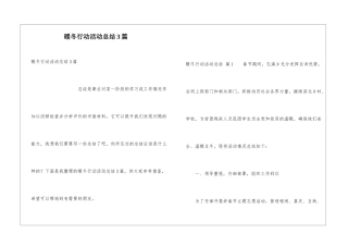 暖冬行动活动总结3篇