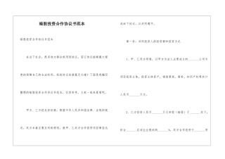 暗股投资合作协议书范本