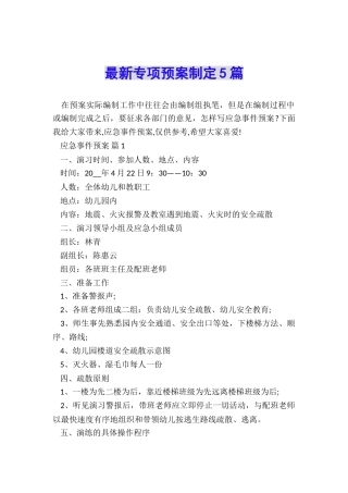 最新专项预案制定5篇