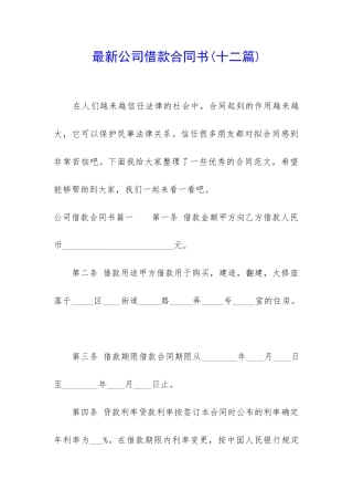 最新公司借款合同书