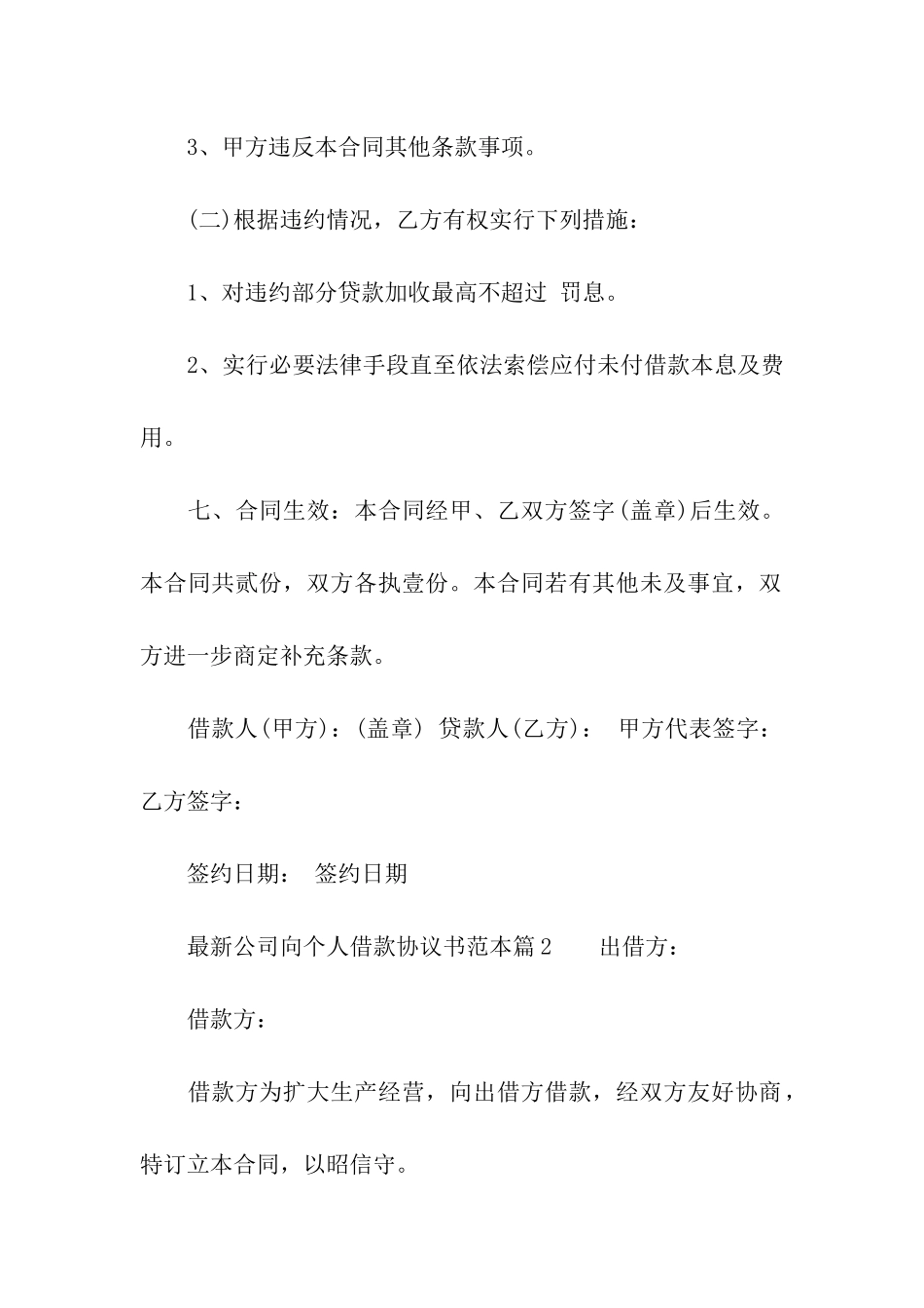 最新公司向个人借款协议书范本_第3页