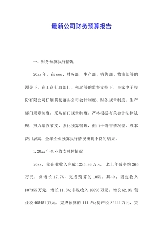 最新公司财务预算报告