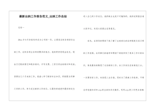 最新出纳工作报告范文-出纳工作总结