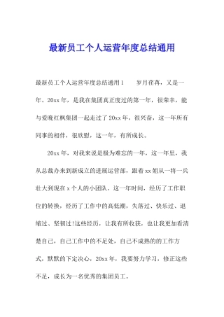 最新员工个人运营年度总结通用