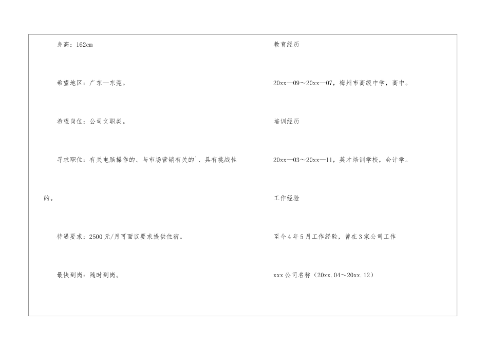 最新商务专员简历模板_第2页