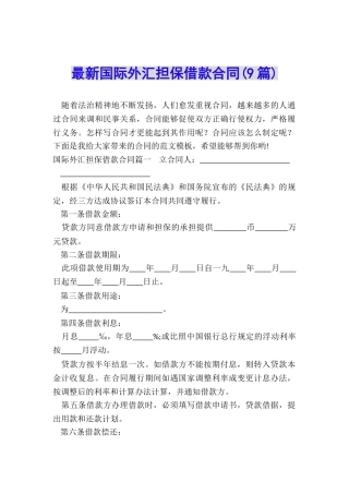 最新国际外汇担保借款合同