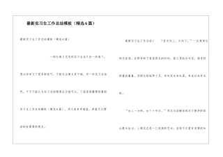 最新实习生工作总结模板