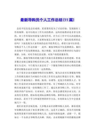 最新导购员个人工作总结