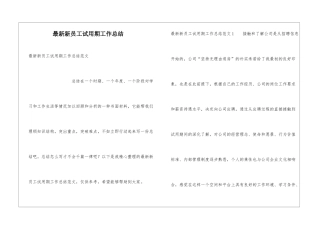 最新新员工试用期工作总结