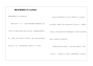 最新的暑期银行实习总结报告