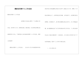最新试用期个人工作总结