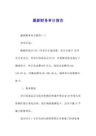 最新财务审计报告