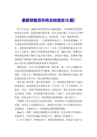 最新销售员年终总结报告