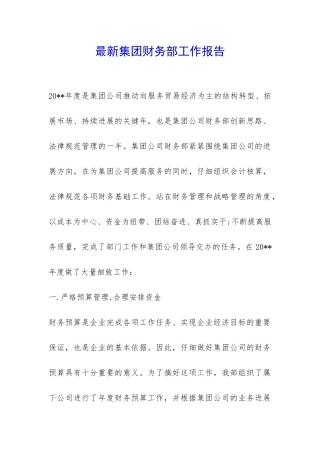 最新集团财务部工作报告-