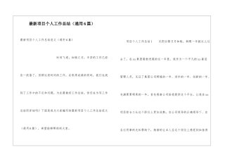 最新项目个人工作总结