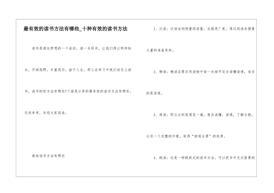最有效的读书方法有哪些-十种有效的读书方法_第1页