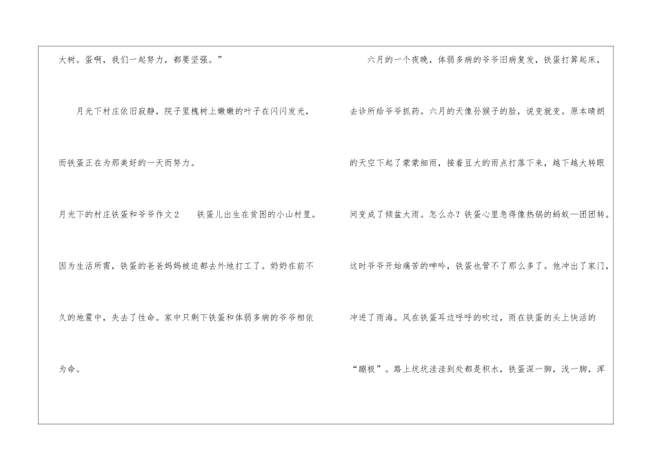 月光下的村庄铁蛋和爷爷作文5篇_第3页