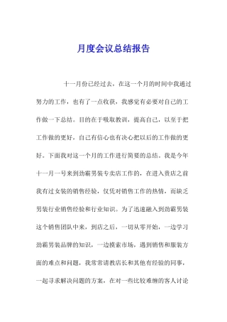 月度会议总结报告