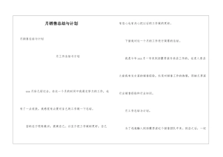 月销售总结与计划