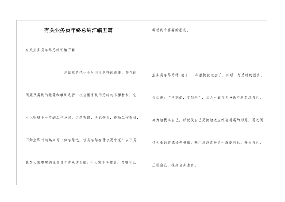 有关业务员年终总结汇编五篇_第1页