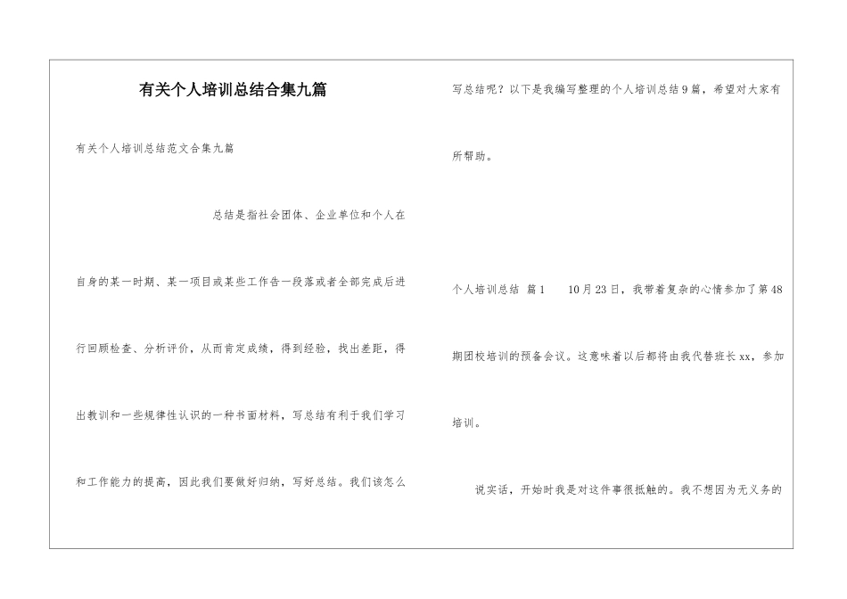 有关个人培训总结合集九篇_第1页