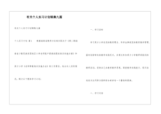 有关个人实习计划锦集九篇