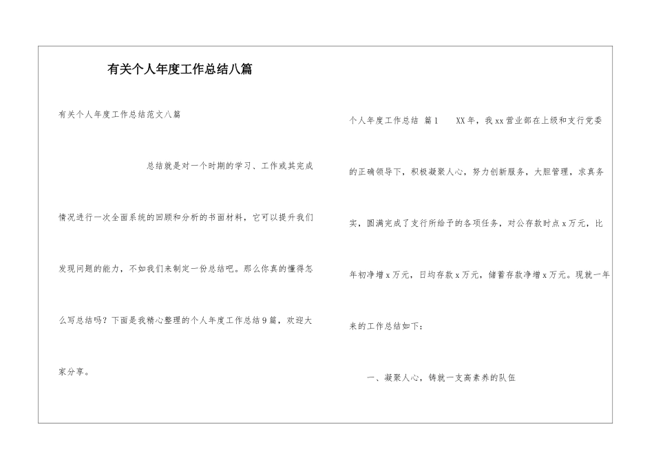 有关个人年度工作总结八篇_第1页