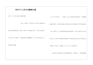有关个人工作计划集锦九篇
