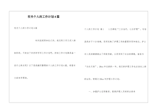 有关个人的工作计划4篇