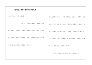 有关个人的工作计划汇编九篇