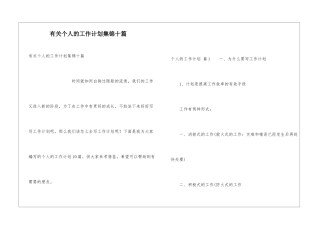 有关个人的工作计划集锦十篇