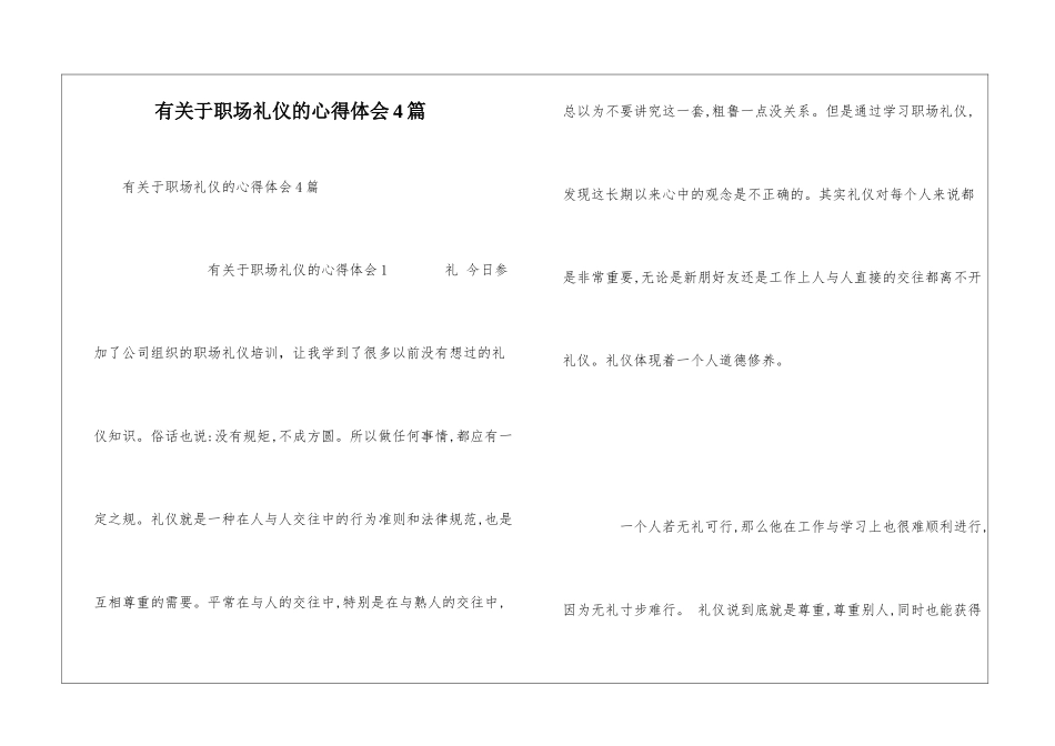 有关于职场礼仪的心得体会4篇_第1页