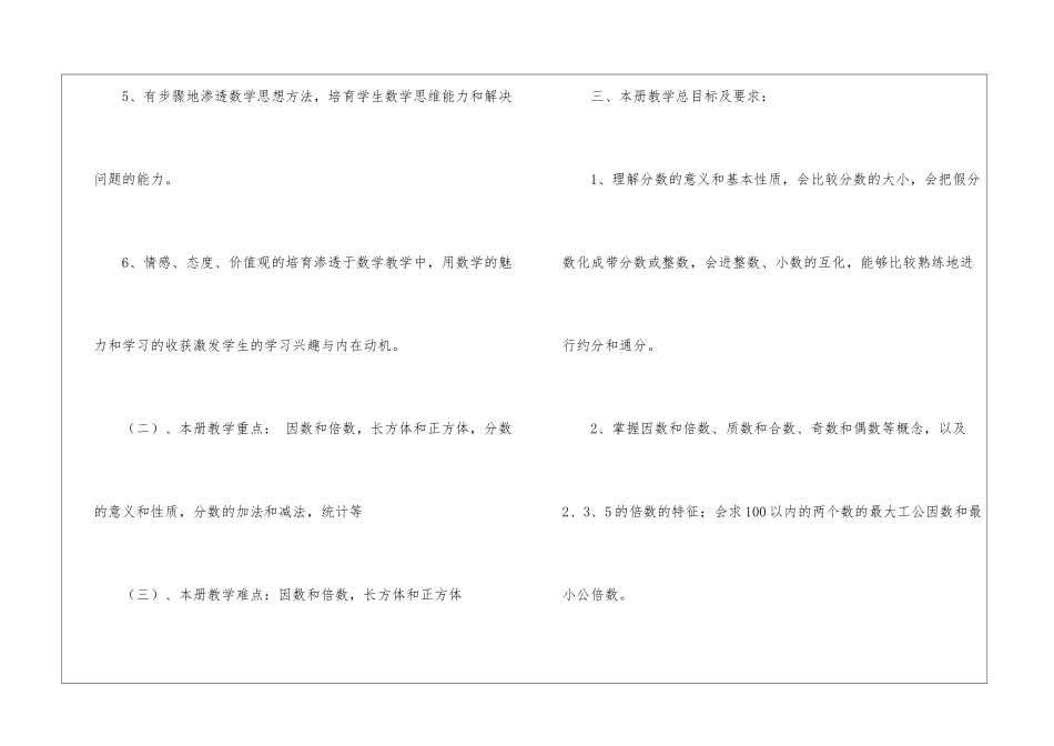 有关五年级下册数学教学工作计划锦集四篇_第3页